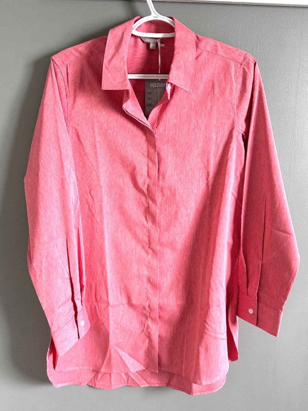 Opzioni Salmon Pink Heather Long Sleeved Collared Shirt l NWT l Women's M